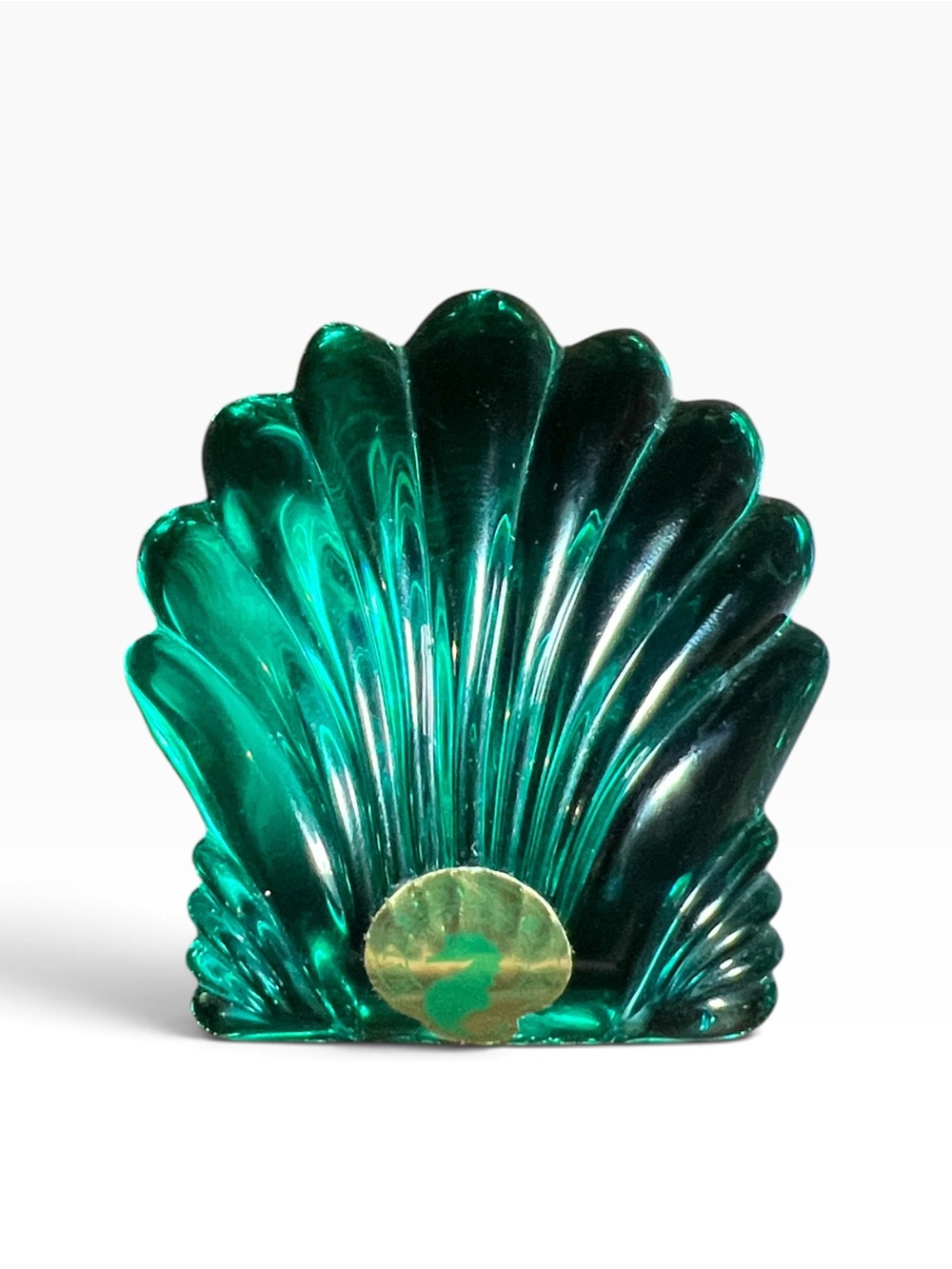 Waterford Crystal Teal Scallop-Hand Cooler - Paperweight
